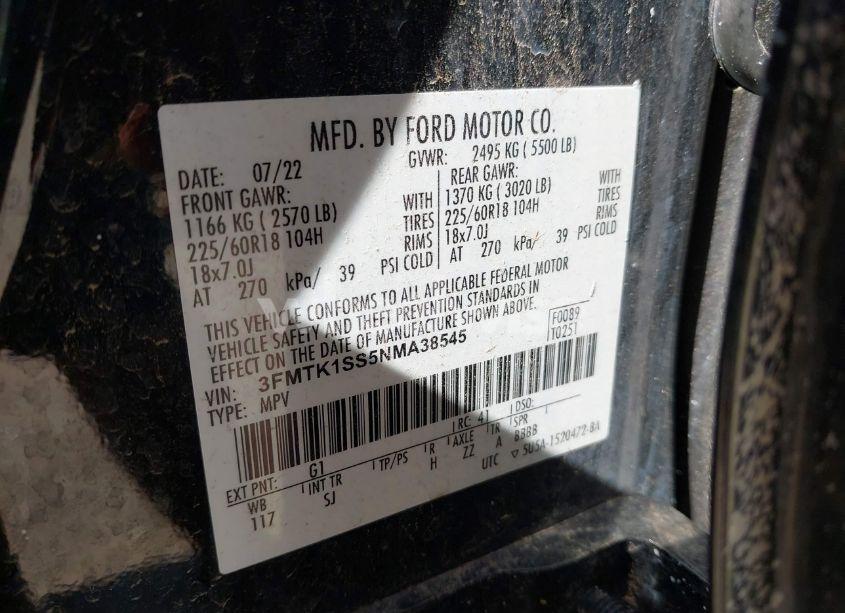 Photo 9 of 2022 Ford Mustang MACH-E SELECT (VIN 3FMTK1SS5NMA38545)