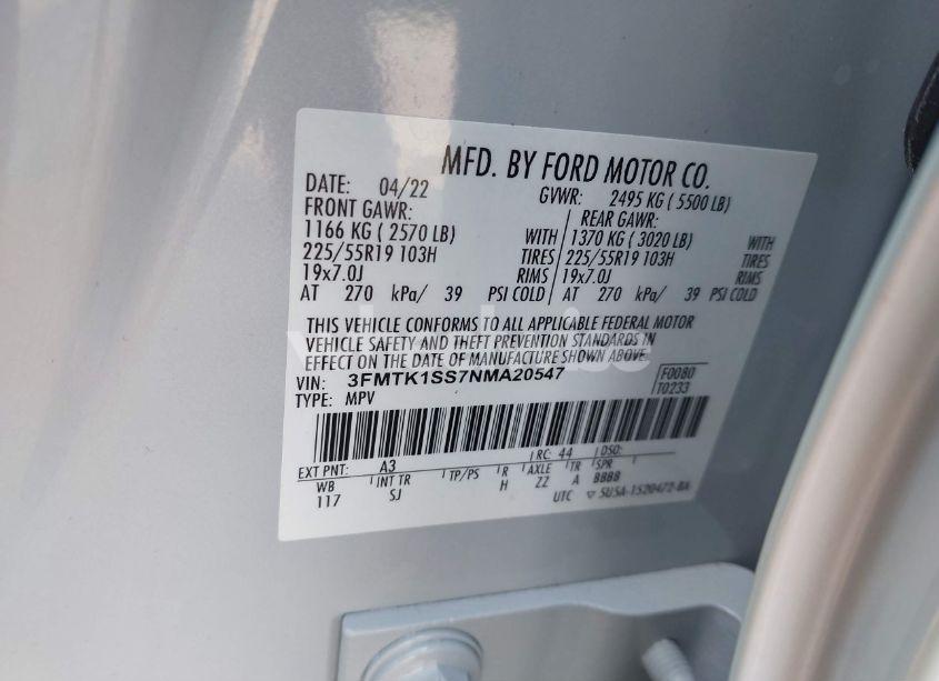 Photo 9 of 2022 Ford Mustang MACH-E SELECT (VIN 3FMTK1SS7NMA20547)