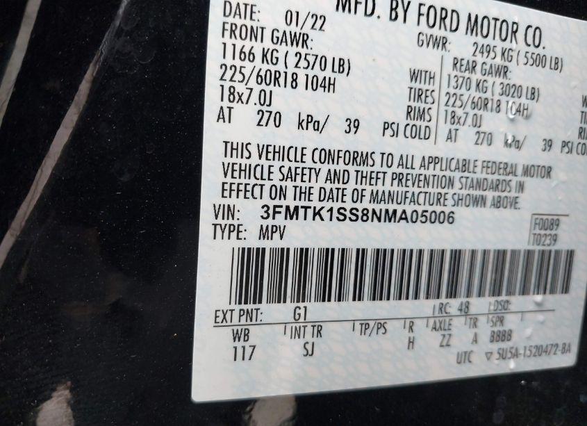 Photo 9 of 2022 Ford Mustang MACH-E SELECT (VIN 3FMTK1SS8NMA05006)