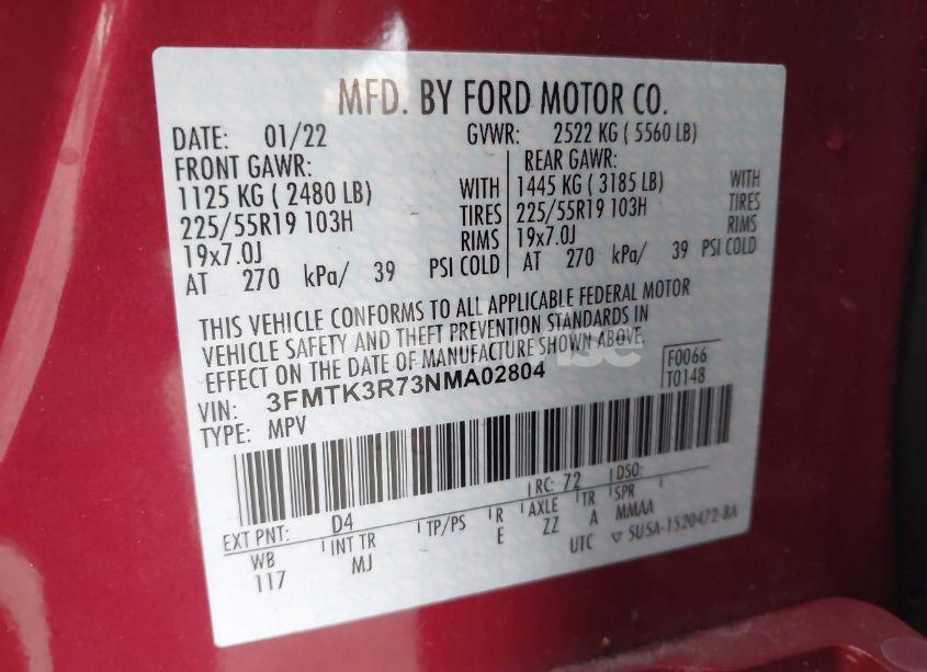 Photo 9 of 2022 Ford Mustang MACH-E PREMIUM (VIN 3FMTK3R73NMA02804)