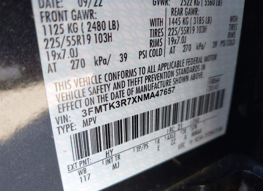 Photo 9 of 2022 Ford Mustang MACH-E PREMIUM (VIN 3FMTK3R7XNMA47657)