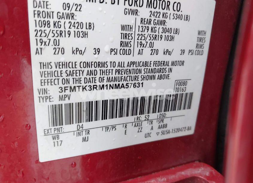 Photo 9 of 2022 Ford Mustang MACH-E PREMIUM (VIN 3FMTK3RM1NMA57631)