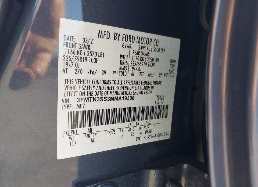 Photo 9 of 2021 Ford Mustang MACH-E PREMIUM (VIN 3FMTK3SS3MMA19308)