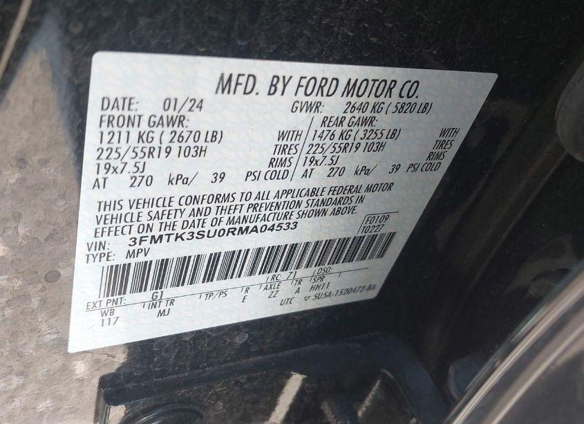 Photo 9 of 2024 Ford Mustang MACH-E PREMIUM (VIN 3FMTK3SU0RMA04533)