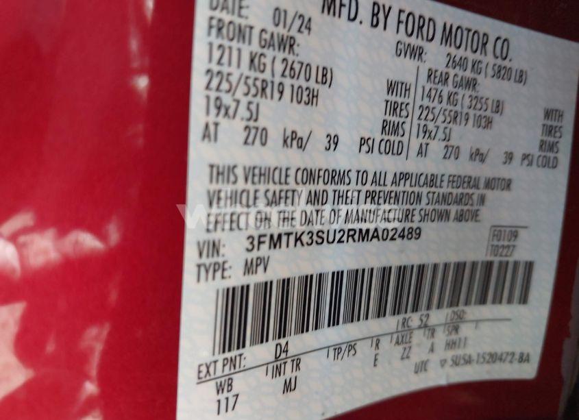 Photo 9 of 2024 Ford Mustang MACH-E PREMIUM (VIN 3FMTK3SU2RMA02489)