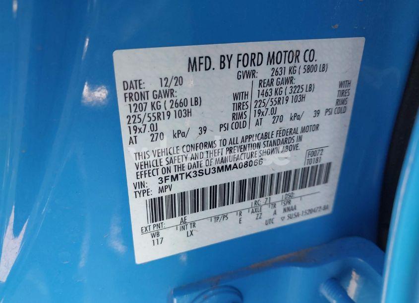 Photo 9 of 2021 Ford Mustang MACH-E PREMIUM (VIN 3FMTK3SU3MMA08066)