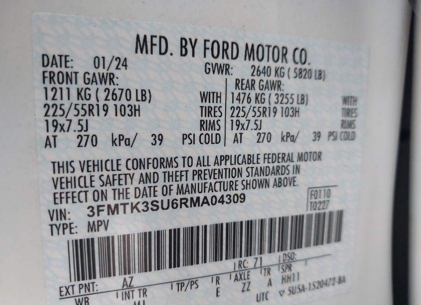 Photo 9 of 2024 Ford Mustang MACH-E PREMIUM (VIN 3FMTK3SU6RMA04309)