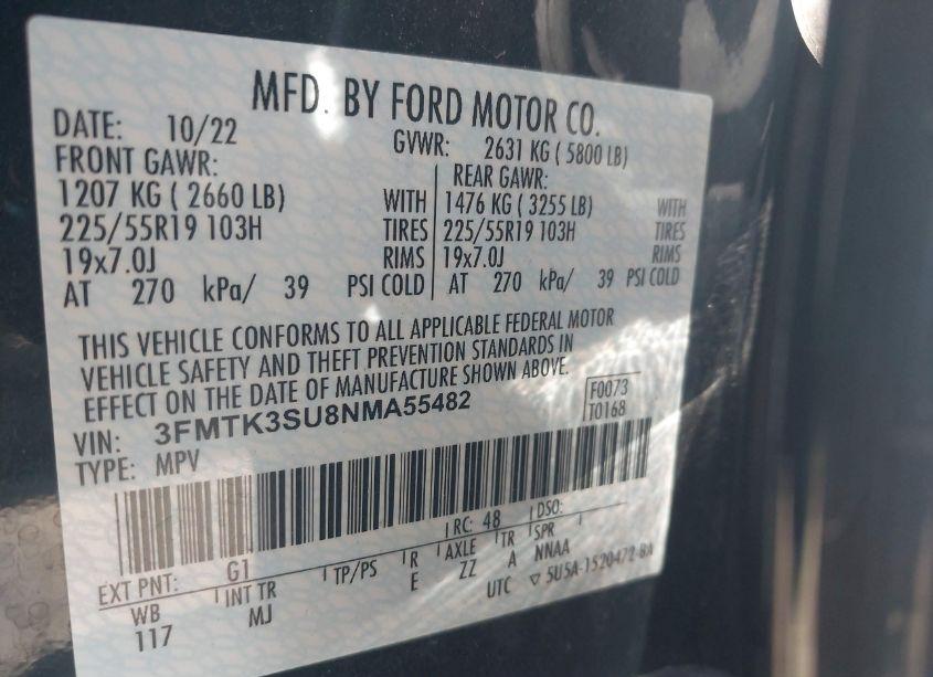 Photo 9 of 2022 Ford Mustang MACH-E PREMIUM (VIN 3FMTK3SU8NMA55482)