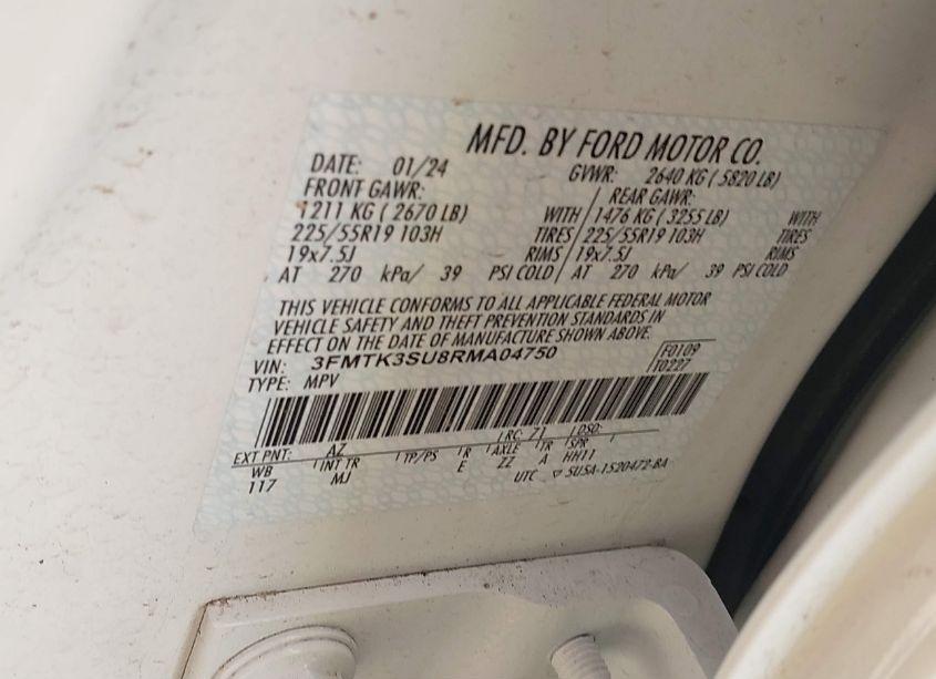Photo 9 of 2024 Ford Mustang MACH-E PREMIUM (VIN 3FMTK3SU8RMA04750)