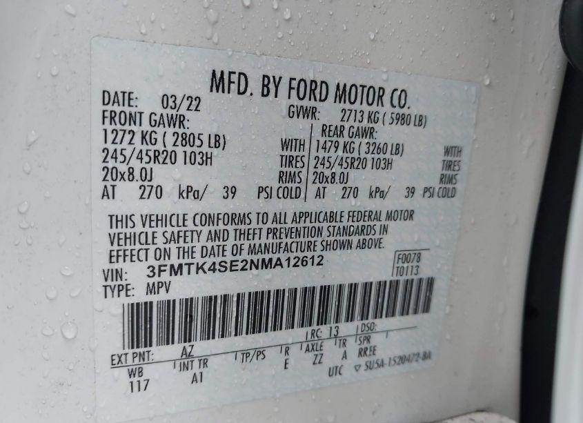 Photo 9 of 2022 Ford Mustang MACH-E GT (VIN 3FMTK4SE2NMA12612)