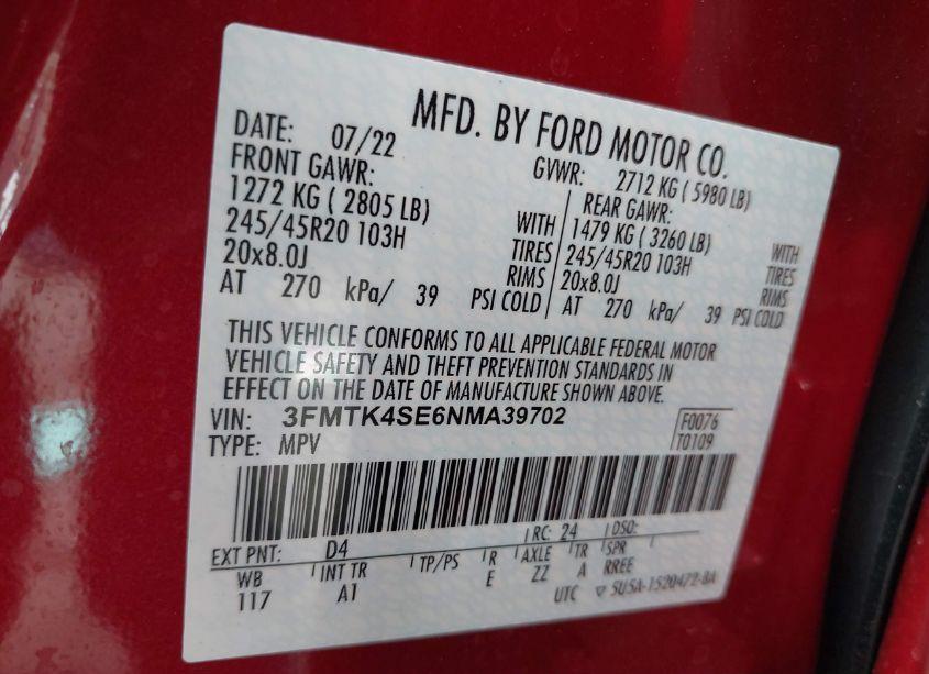 Photo 9 of 2022 Ford Mustang MACH-E GT (VIN 3FMTK4SE6NMA39702)