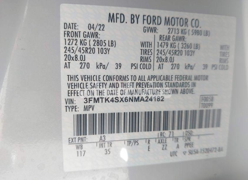 Photo 9 of 2022 Ford Mustang MACH-E GT (VIN 3FMTK4SX6NMA24182)