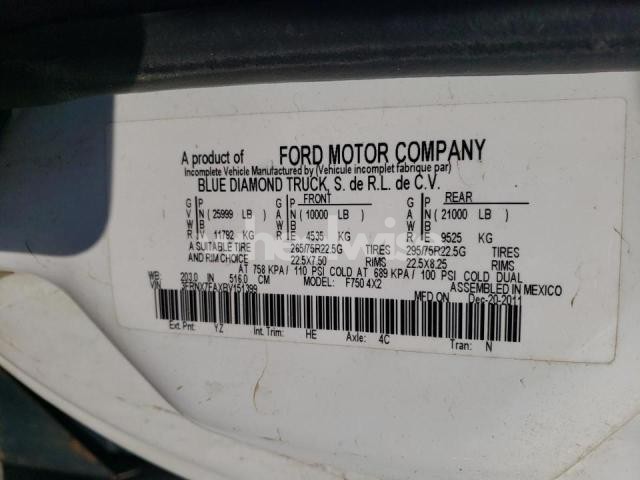 2011 FORD F750 XL - TRUCKS (VIN 3FRNX7FAXBV151399) main photo