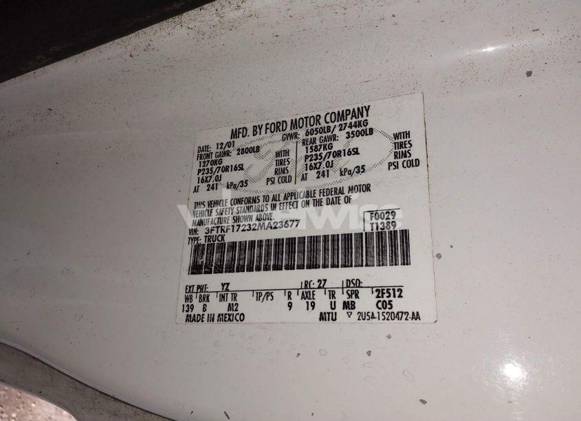 Photo 9 of 2002 Ford F-150 XL/XLT (VIN 3FTRF17232MA23677)