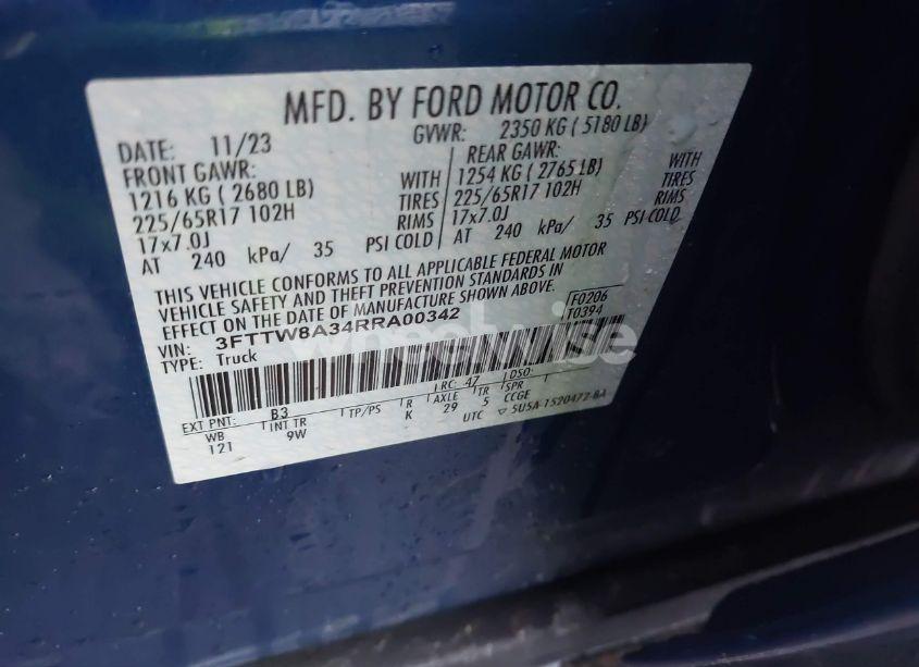 Photo 9 of 2024 Ford Maverick XL (VIN 3FTTW8A34RRA00342)