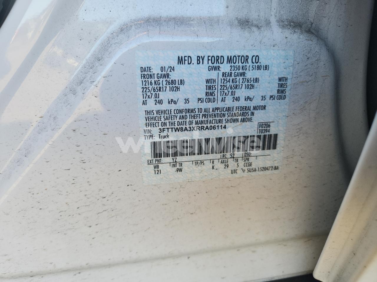 Photo 12 of 2024 FORD MAVERICK XL (VIN 3FTTW8A3XRRA06114)