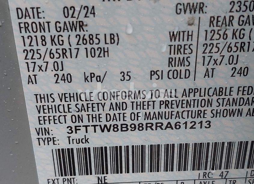 Photo 9 of 2024 Ford Maverick XL (VIN 3FTTW8B98RRA61213)