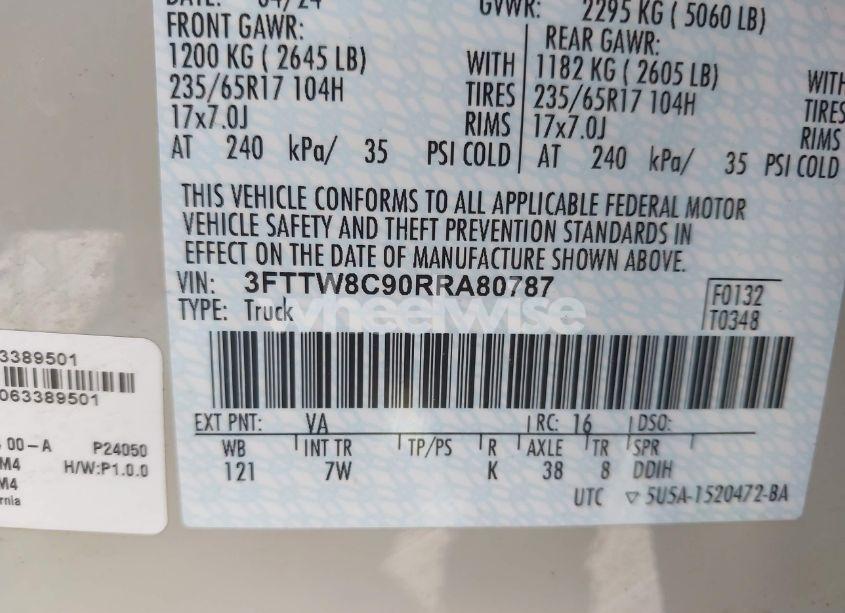 Photo 9 of 2024 Ford Maverick XLT (VIN 3FTTW8C90RRA80787)