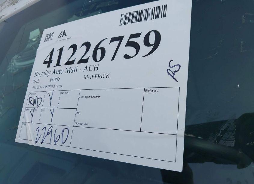 Photo 17 of 2022 Ford Maverick XL (VIN 3FTTW8E37NRA73791)