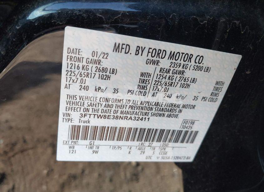 Photo 9 of 2022 Ford Maverick XL (VIN 3FTTW8E38NRA32411)