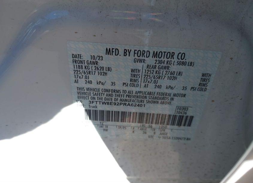 Photo 9 of 2023 Ford Maverick XL (VIN 3FTTW8E92PRA62401)