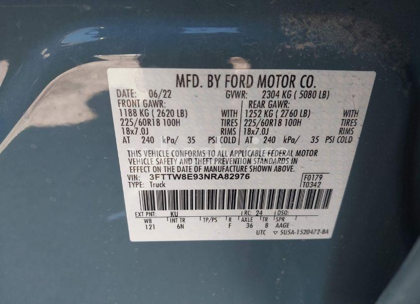 Photo 9 of 2022 Ford Maverick LARIAT (VIN 3FTTW8E93NRA82976)