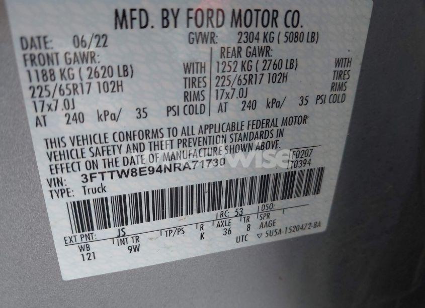 Photo 9 of 2022 Ford Maverick XL (VIN 3FTTW8E94NRA71730)