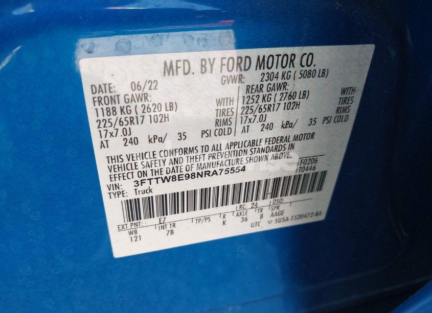 Photo 9 of 2022 Ford Maverick XLT (VIN 3FTTW8E98NRA75554)