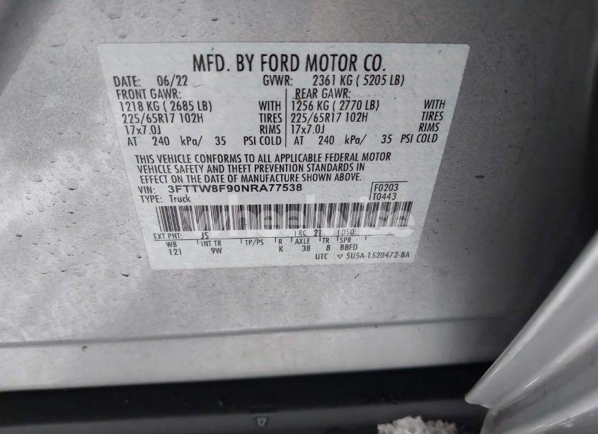 Photo 9 of 2022 Ford Maverick XL (VIN 3FTTW8F90NRA77538)