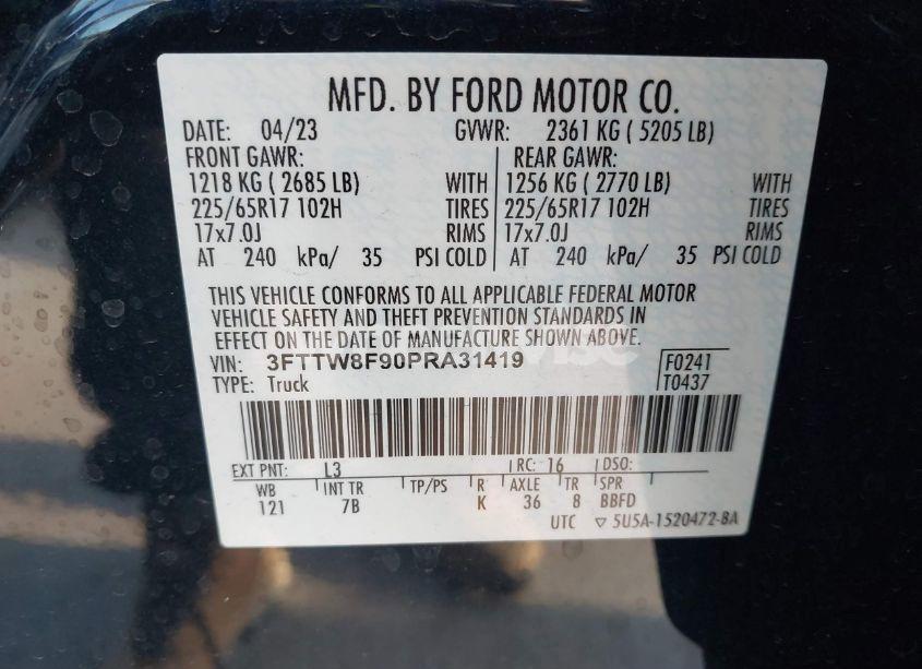 Photo 9 of 2023 Ford Maverick XLT (VIN 3FTTW8F90PRA31419)