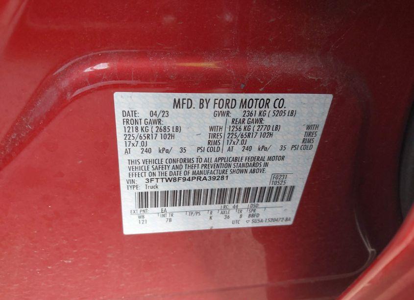 Photo 9 of 2023 Ford Maverick XLT (VIN 3FTTW8F94PRA39281)