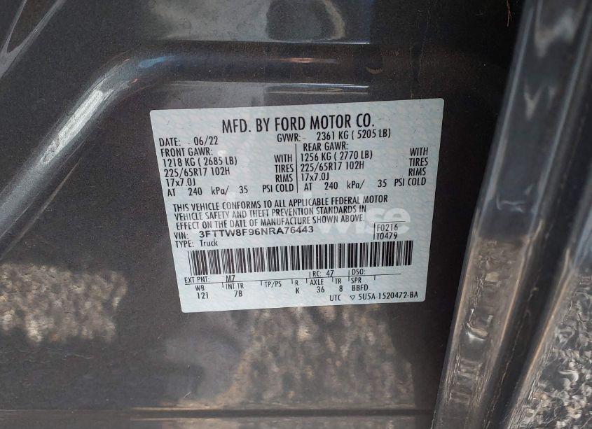 Photo 9 of 2022 Ford Maverick XLT (VIN 3FTTW8F96NRA76443)