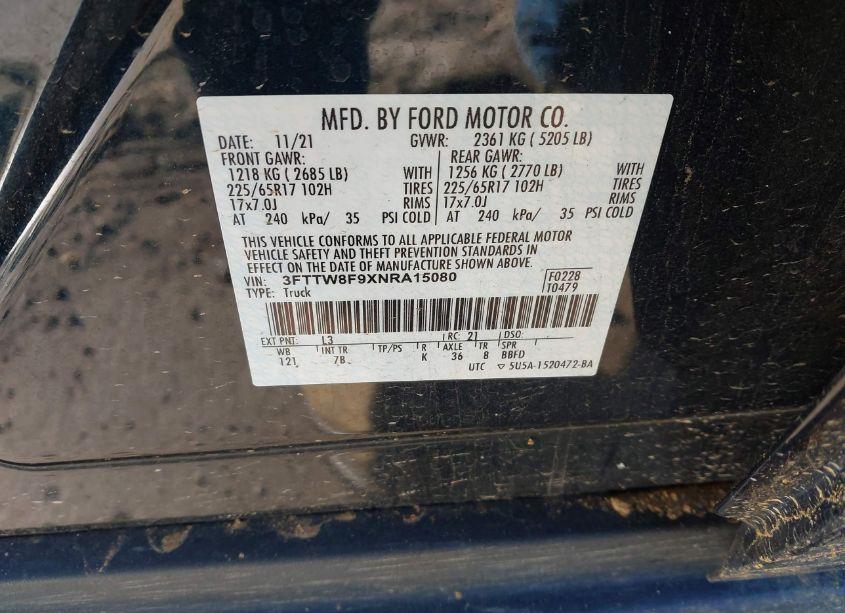 Photo 9 of 2022 Ford Maverick XLT (VIN 3FTTW8F9XNRA15080)