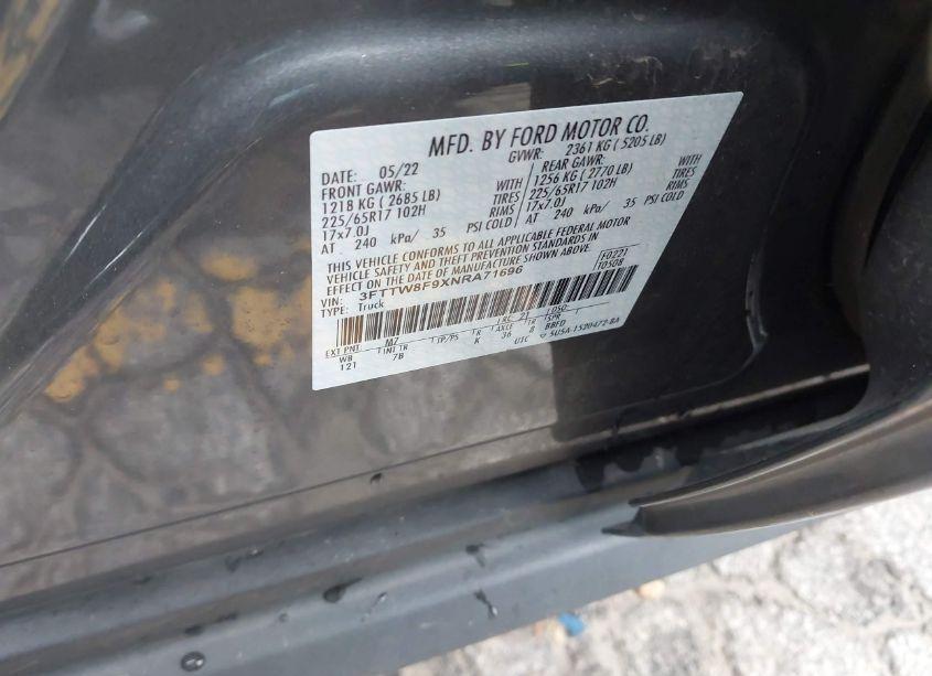 Photo 9 of 2022 Ford Maverick XLT (VIN 3FTTW8F9XNRA71696)