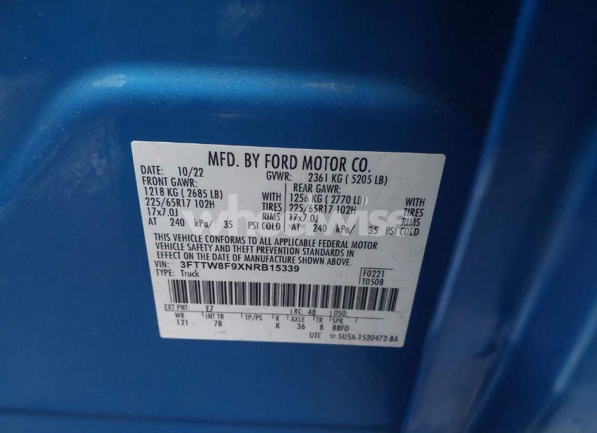 Photo 9 of 2022 Ford Maverick XLT (VIN 3FTTW8F9XNRB15339)