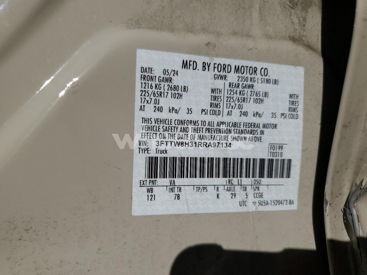 Photo 13 of 2024 FORD MAVERICK XLT (VIN 3FTTW8H31RRA97134)