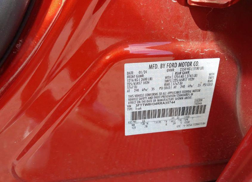 Photo 9 of 2024 Ford Maverick XLT (VIN 3FTTW8H34RRA35744)