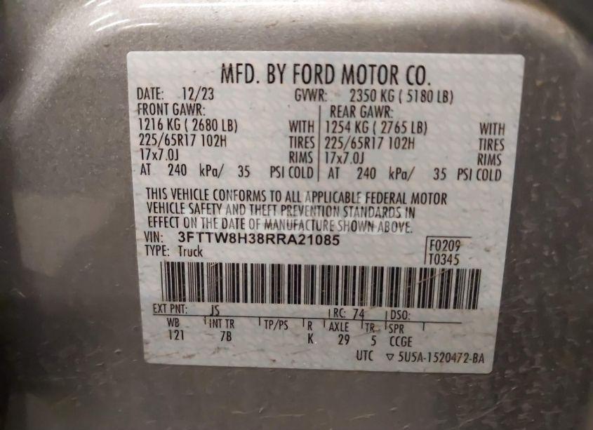 Photo 9 of 2024 Ford Maverick XLT (VIN 3FTTW8H38RRA21085)