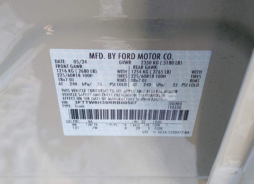 Photo 9 of 2024 Ford Maverick XLT (VIN 3FTTW8H39RRB00507)