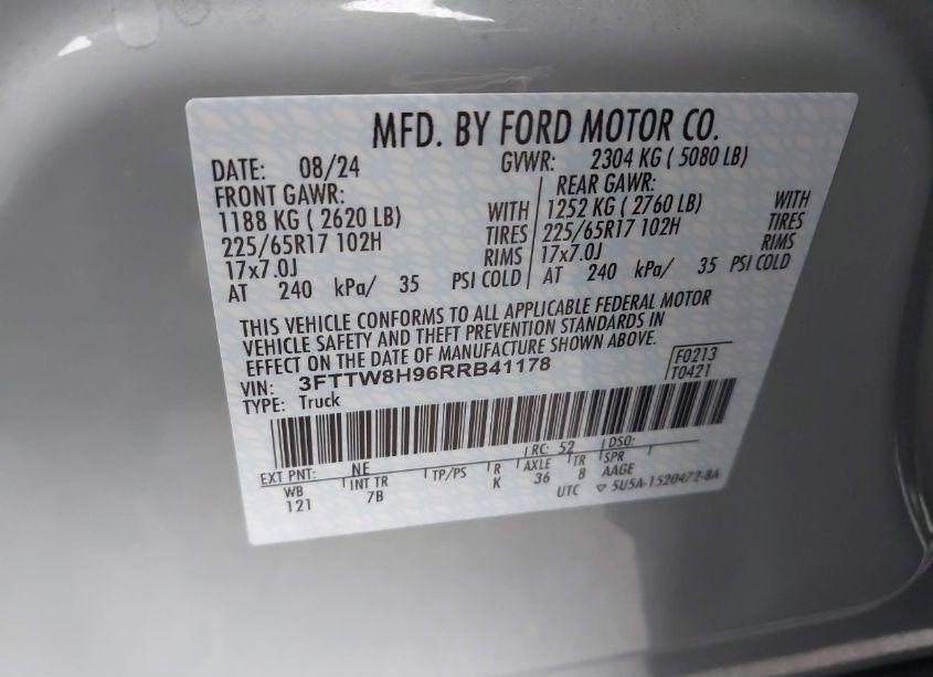 Photo 9 of 2024 Ford Maverick XLT (VIN 3FTTW8H96RRB41178)