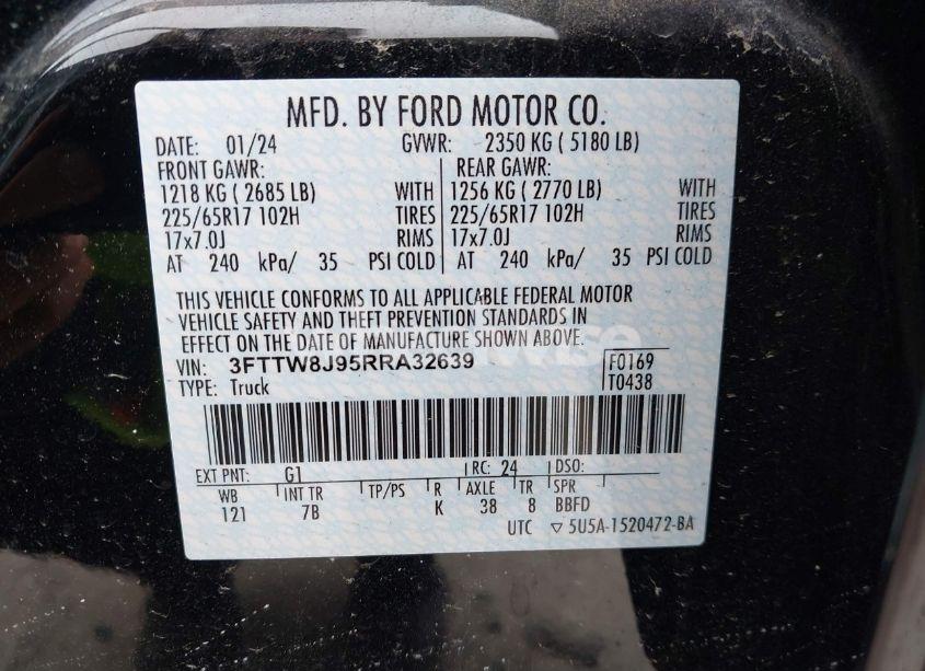 Photo 9 of 2024 Ford Maverick XLT (VIN 3FTTW8J95RRA32639)