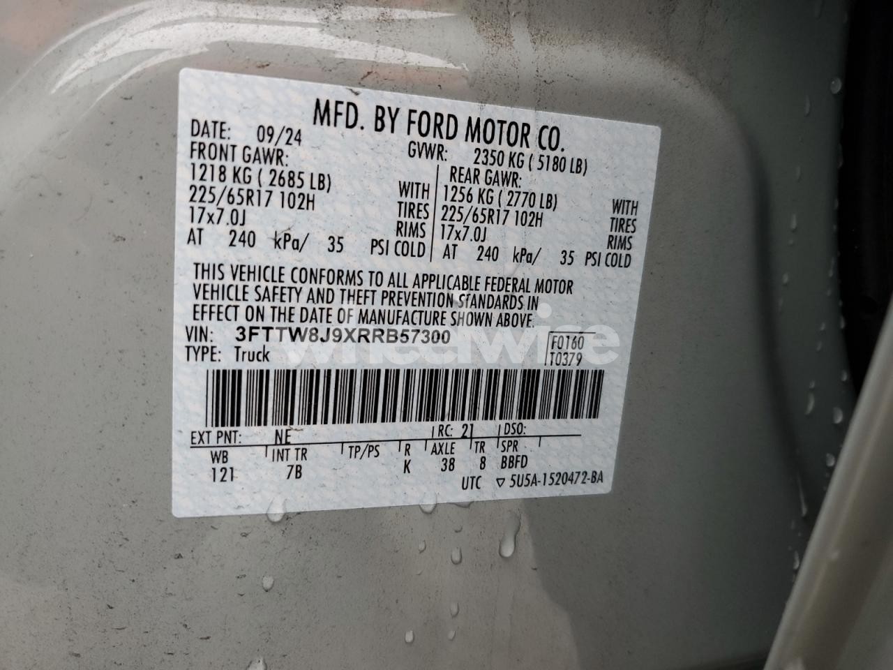 Photo 13 of 2024 FORD MAVERICK XLT (VIN 3FTTW8J9XRRB57300)