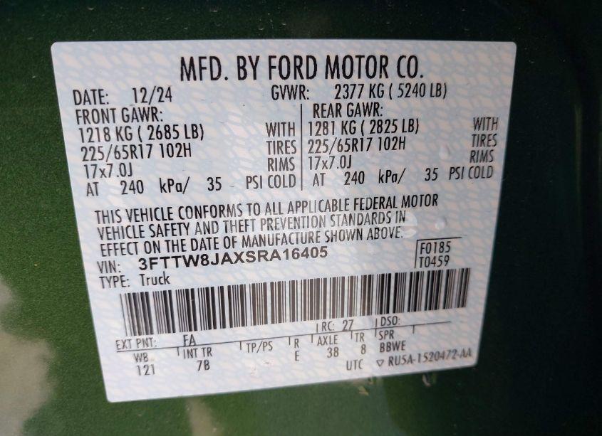 Photo 9 of 2025 Ford Maverick XLT (VIN 3FTTW8JAXSRA16405)