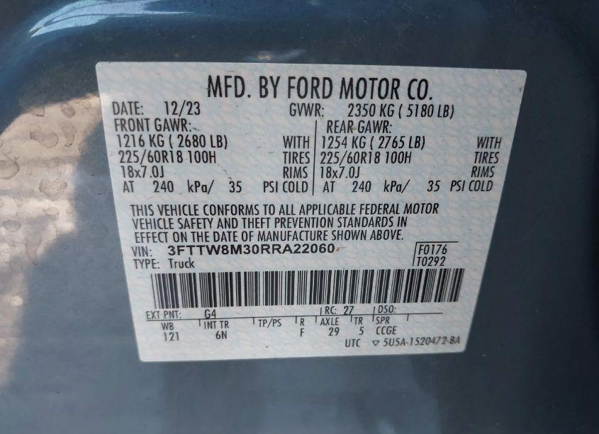 Photo 9 of 2024 Ford Maverick LARIAT (VIN 3FTTW8M30RRA22060)