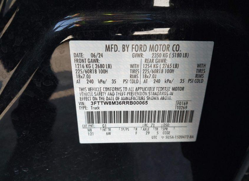 Photo 9 of 2024 Ford Maverick LARIAT (VIN 3FTTW8M36RRB00065)