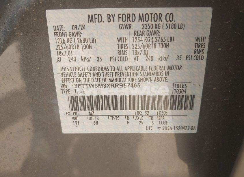 Photo 9 of 2024 Ford Maverick LARIAT (VIN 3FTTW8M3XRRB57465)