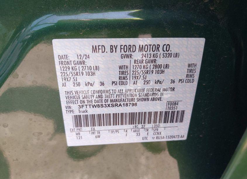 Photo 9 of 2025 Ford Maverick LARIAT (VIN 3FTTW8S3XSRA18798)