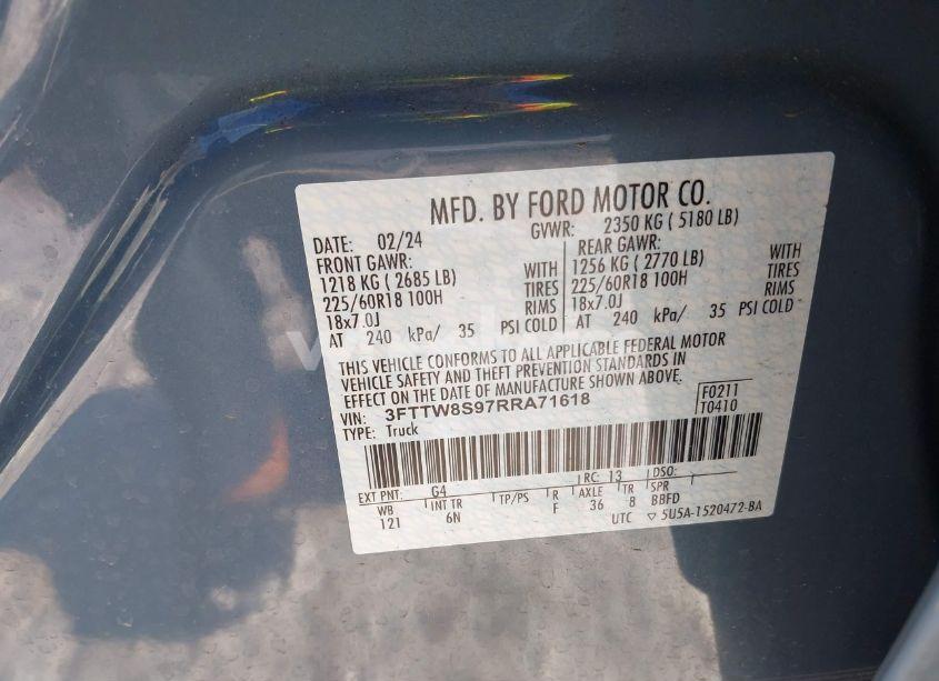 Photo 9 of 2024 Ford Maverick LARIAT (VIN 3FTTW8S97RRA71618)