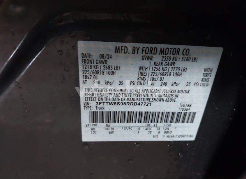 Photo 9 of 2024 Ford Maverick LARIAT (VIN 3FTTW8S98RRB47721)