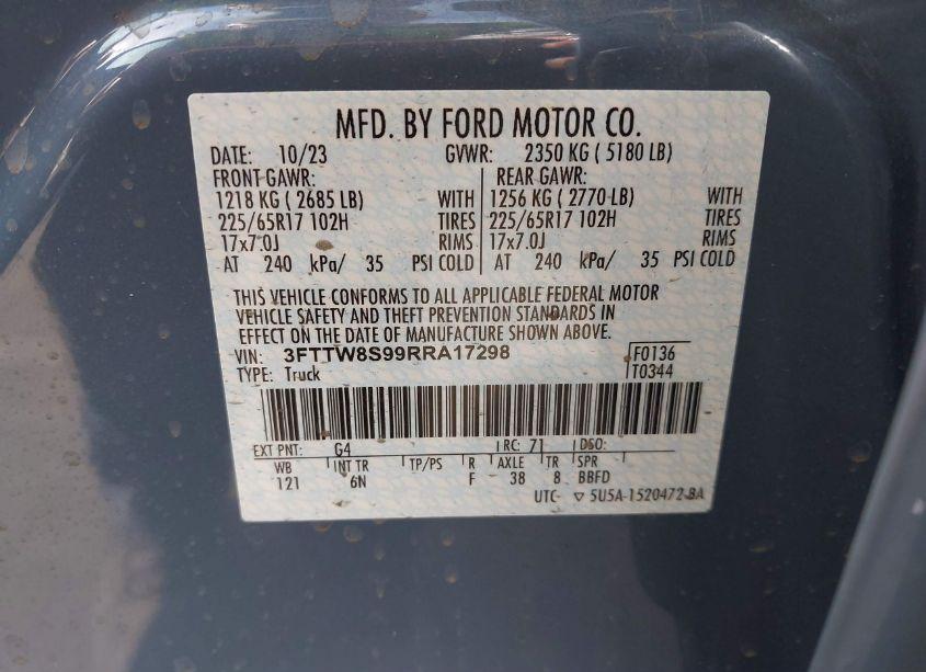 Photo 9 of 2024 Ford Maverick LARIAT (VIN 3FTTW8S99RRA17298)